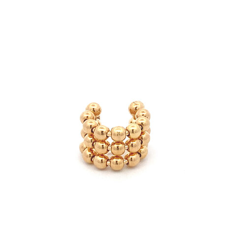 Ear cuff three row beads gold plated