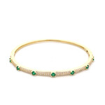 Bangle cc dots green goldplated