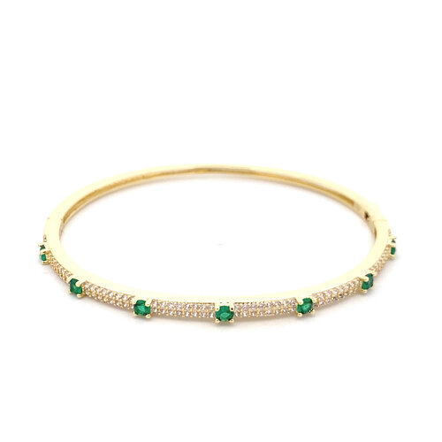 Bangle cc dots green goldplated