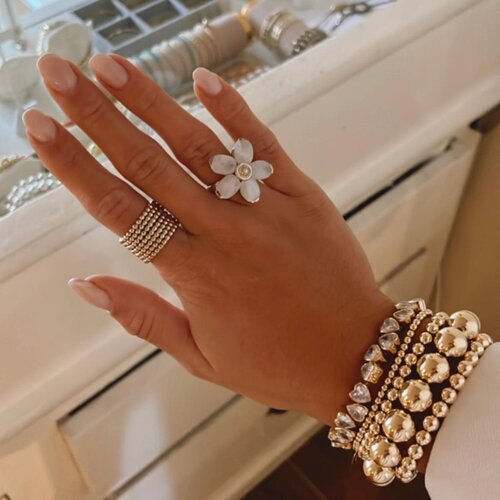 Ring flower pearl goldplated