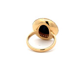 Ring round cc black goldplated