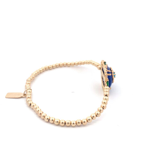 Royal square blue 3mm gold coloured