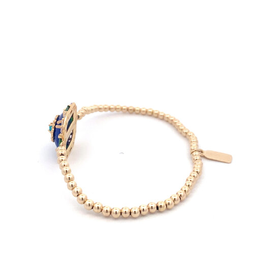 Royal square blue 3mm gold coloured