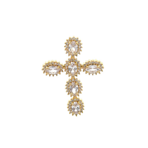 Charm - Cross luxe clear goldplated