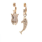 Earrings owl fish goldplated