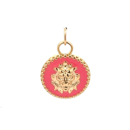 Charm lion pink goldplated