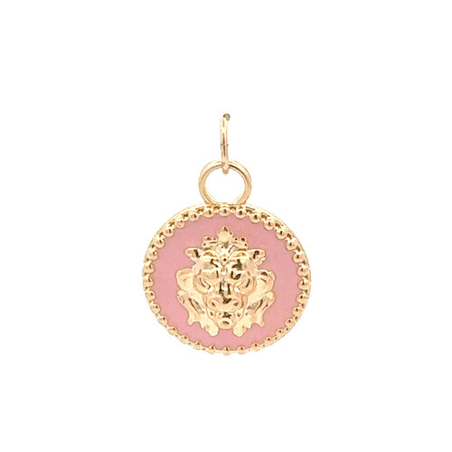 Charm lion pink light goldplated