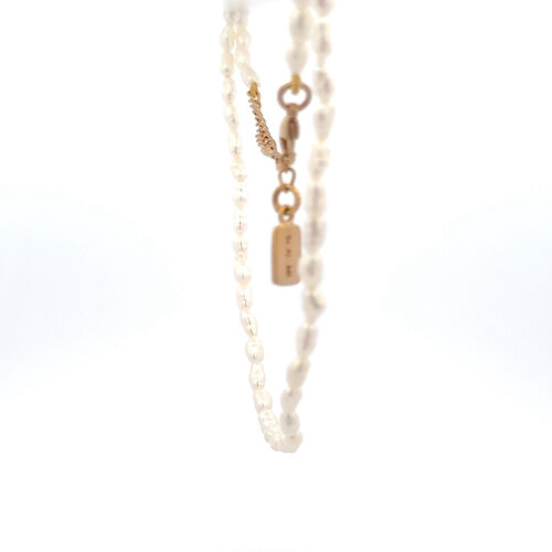 Necklace plain pearl oval goldplated