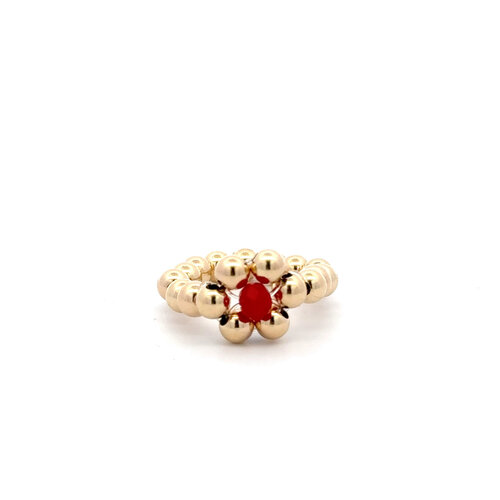 Ring flowers Noëlle red gold coloured