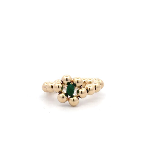 Ring flowers Noëlle green gold coloured