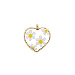 Charm wonder heart flowers goldplated