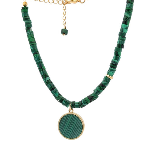 Necklace smiley green goldplated