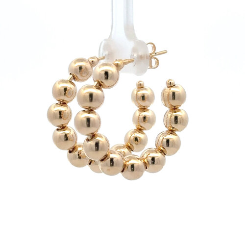 Earrings hoops beads 6mm goldplated
