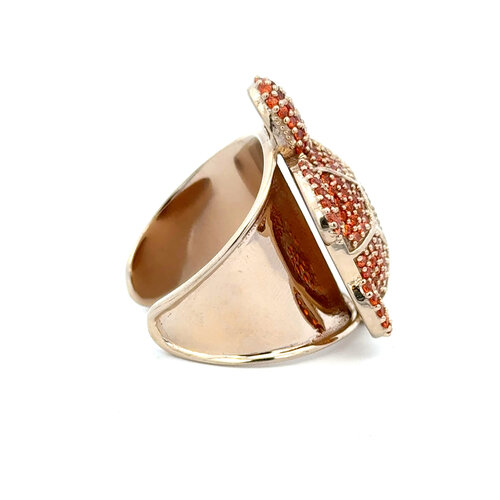 Ring turtle orange goldplated