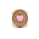 Ring flat heart pink light goldplated