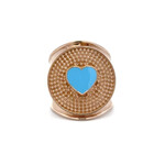 Ring flat heart blue light goldplated