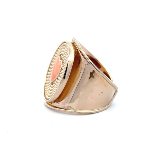 Ring flat heart orange goldplated