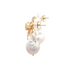 Earrings ribbon cc pearl goldplated