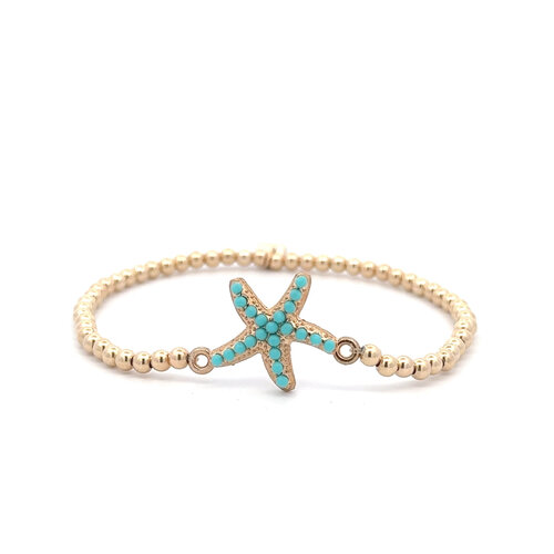 Starfish turquoise gold coloured