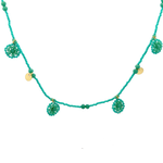 Necklace happy flowers turquoise