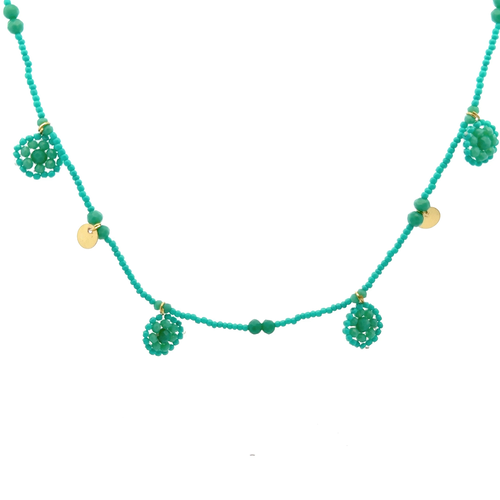 Necklace happy flowers turquoise