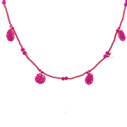 Necklace happy flowers pink