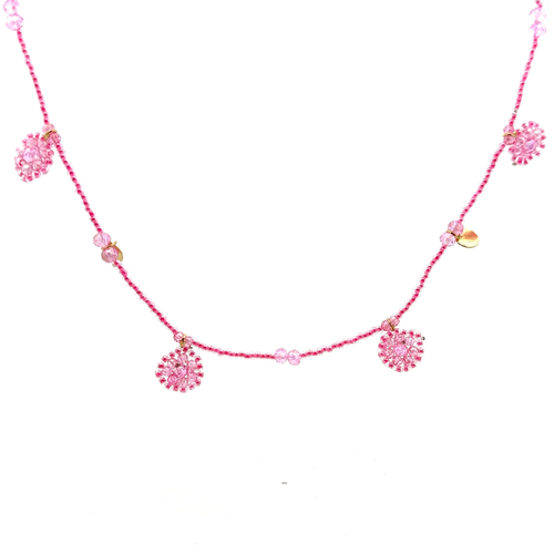 Necklace happy flowers pink light