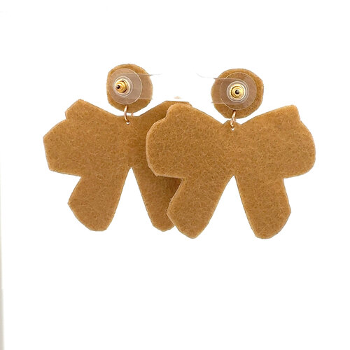 Earrings happy ribbon taupe