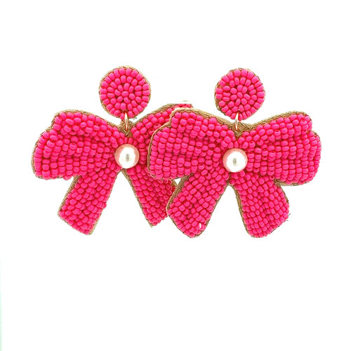 Earrings happy ribbon pink