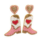 Earrings happy boots pink