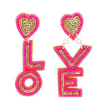 Earrings happy love pink