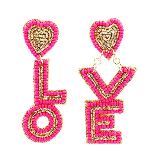 Earrings happy love pink