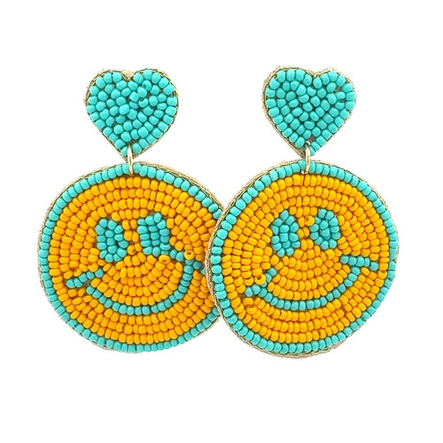 Earrings happy smiley turquoise