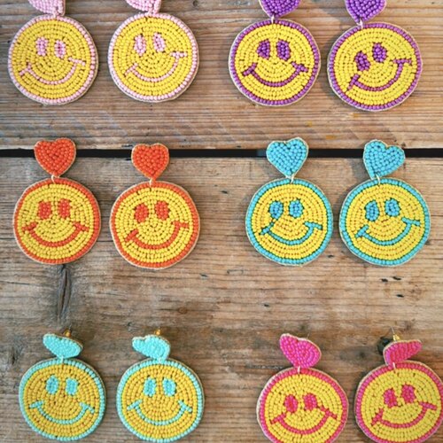 Earrings happy smiley mint