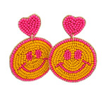 Earrings happy smiley pink