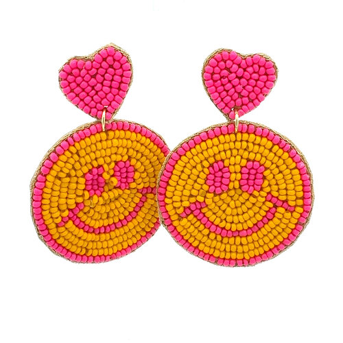 Earrings happy smiley pink