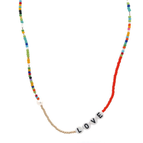 Necklace candy love orange 2mm gold coloured