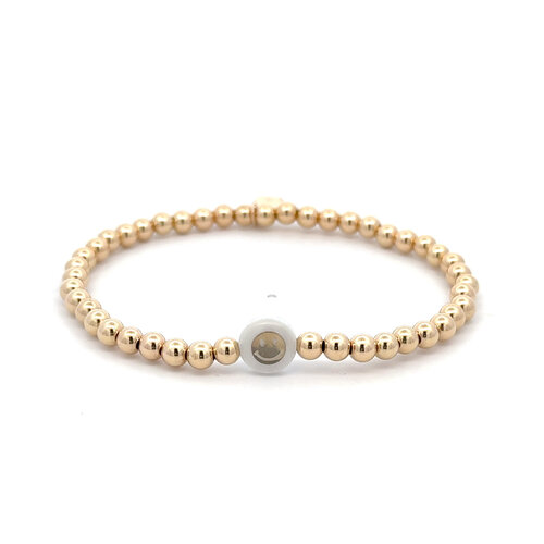 White luxe smiley gold coloured