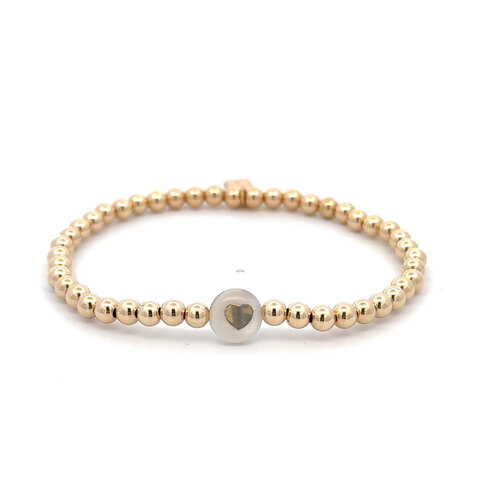 White luxe heart gold coloured