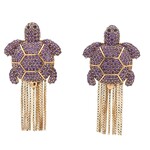 Earrings turtle purple goldplated