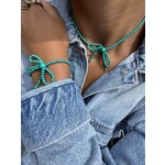 Necklace ribbon plain turquoise