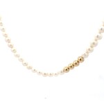 Necklace pearl four 7mm gold coloured