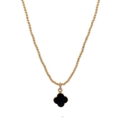 Charm clover black goldplated