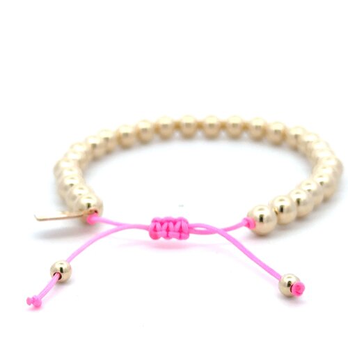 Cord 6mm neon pink gold coloured