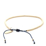 Cord 2mm navy blue gold coloured