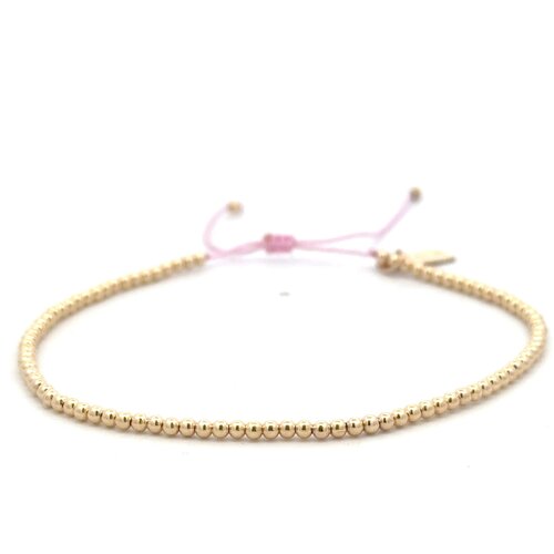 Cord 2mm pink light gold coloured