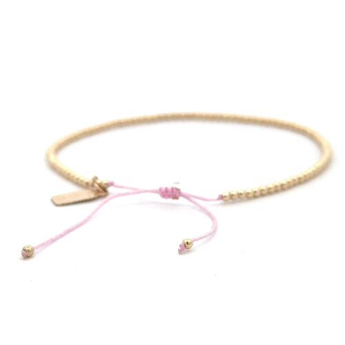 Cord 2mm pink light gold coloured