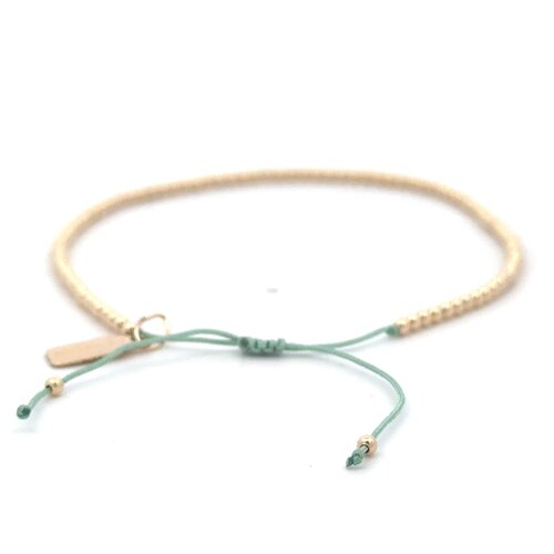 Cord 2mm sea green gold coloured