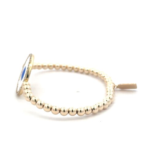 Round white eye gold coloured