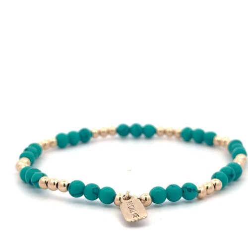 Three 3 turquoise plain gold coloured